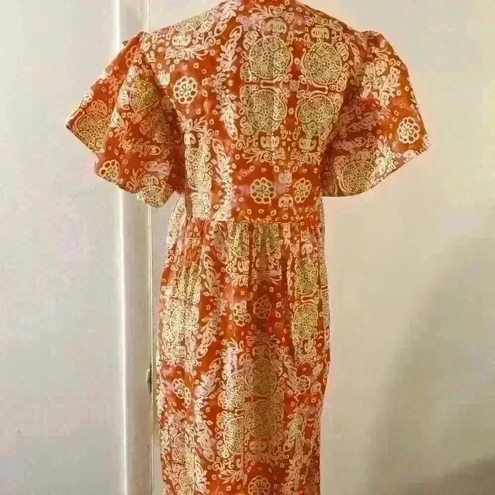 Maeve by Anthropologie 100% Cotton Printed Flutter Sleeve Babydoll Dress Size XS - Picture 9 of 13